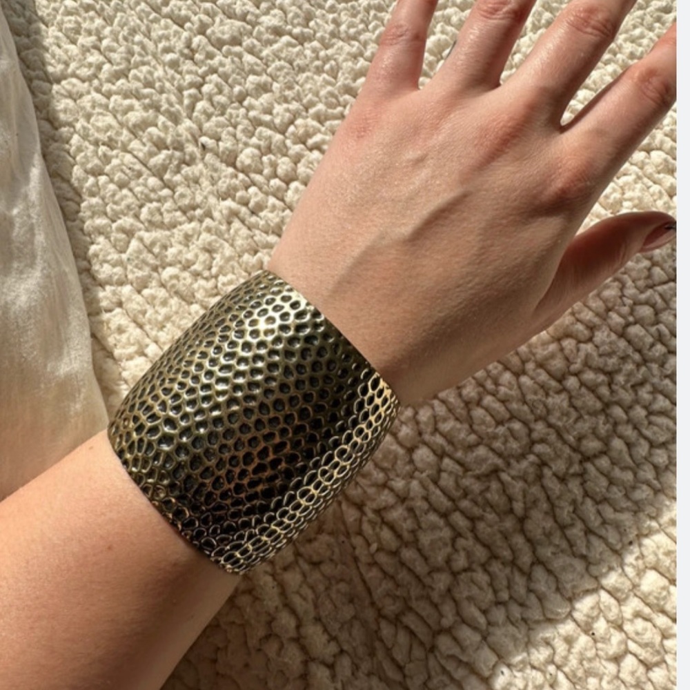 Aldo Textured Tribal Print Bronze Cuff